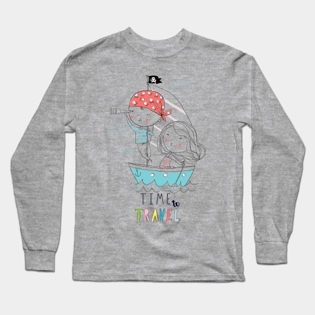 Time To Travel With Friends Long Sleeve T-Shirt by estelA_Sunday